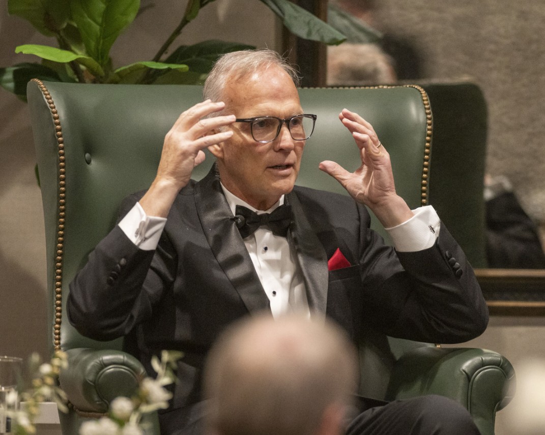 Mark Richt sharing a story at the 2026 St. Mary’s Celebration of Courageous Leaders Gala. (Photo Credit: Wingate Downs)