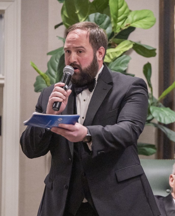 The auctioneer at during the live auction at the 2026 St. Mary’s Celebration of Courageous Leaders Gala. (Photo Credit: Wingate Downs)